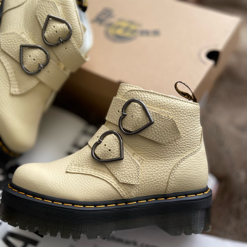 Dr. Martens Devon Heart Buckle Leather Platform Boots - Picture 14 of 14